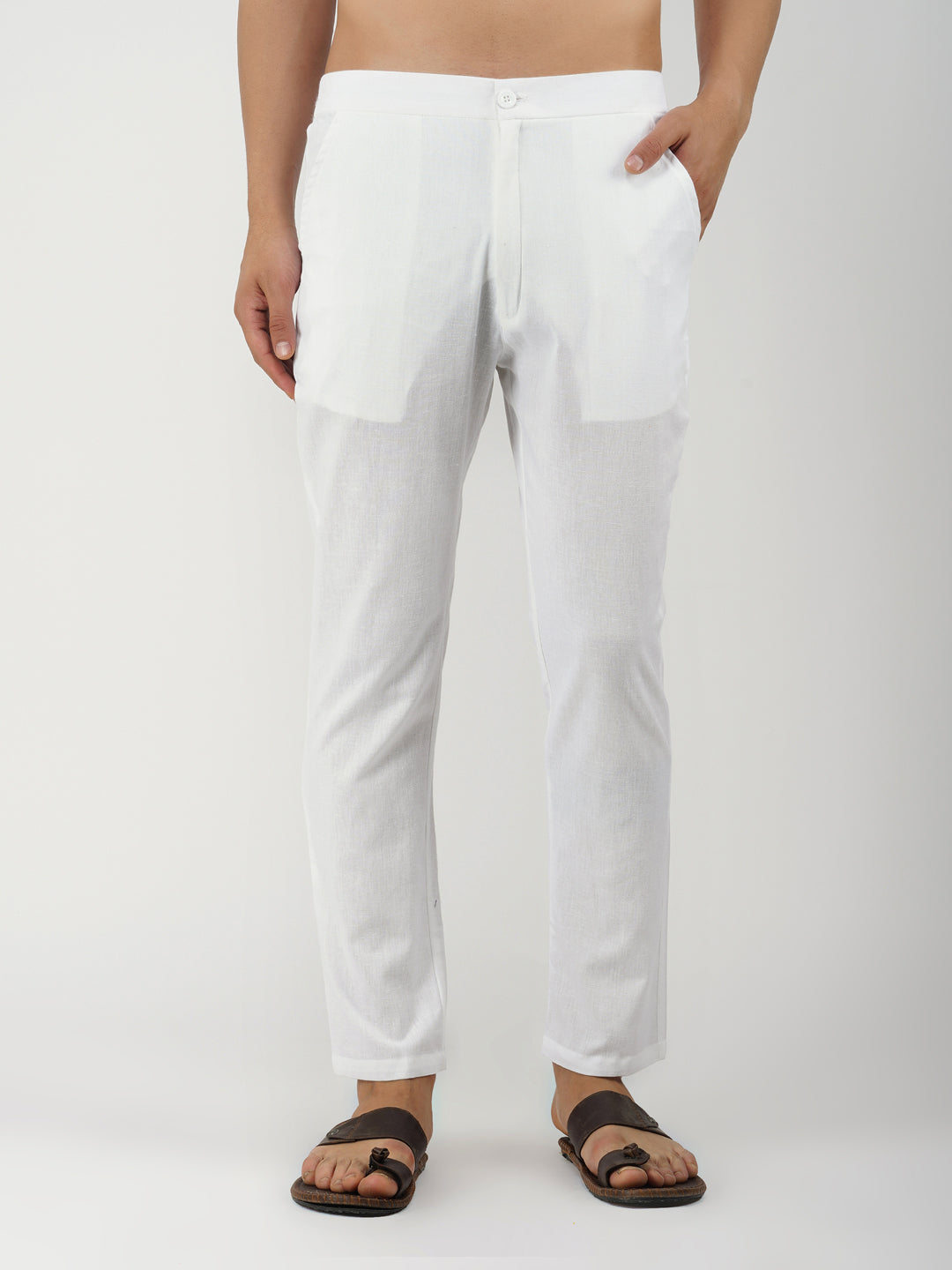 Cotton Blend Pant Style White Pyjama