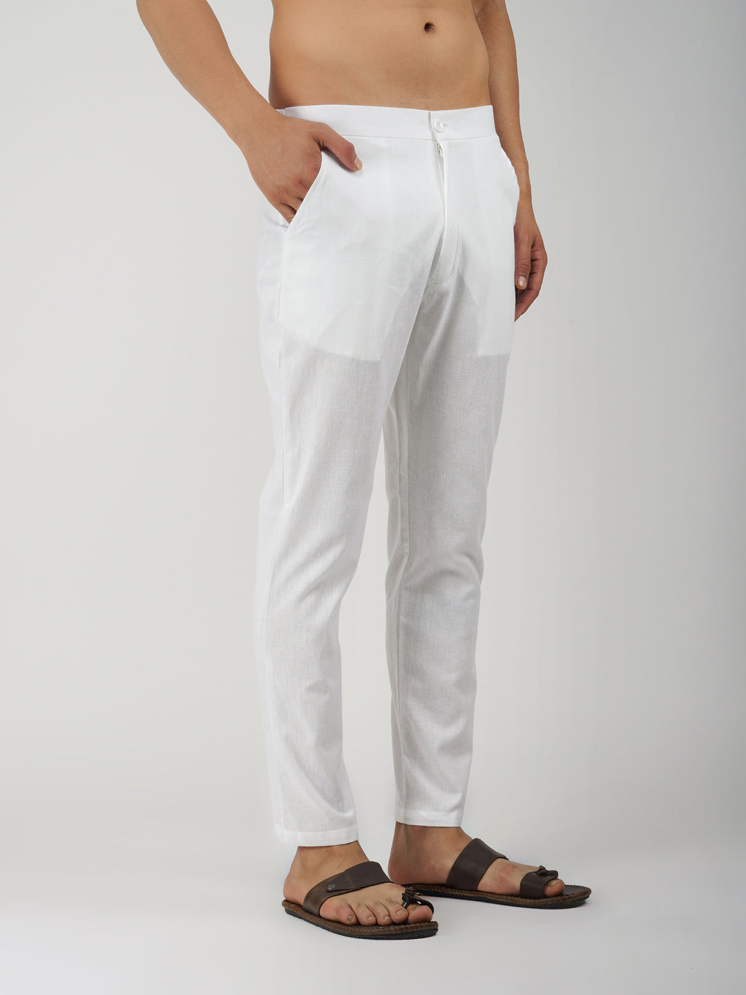 Cotton Blend Pant Style White Pyjama