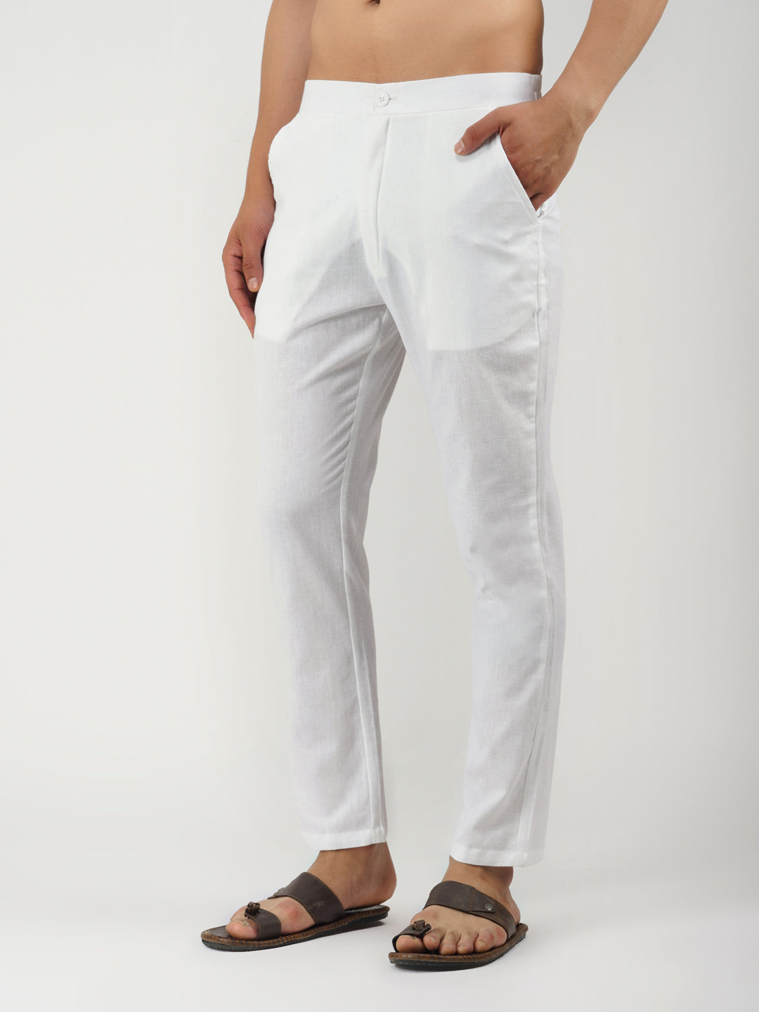 Cotton Blend Pant Style White Pyjama
