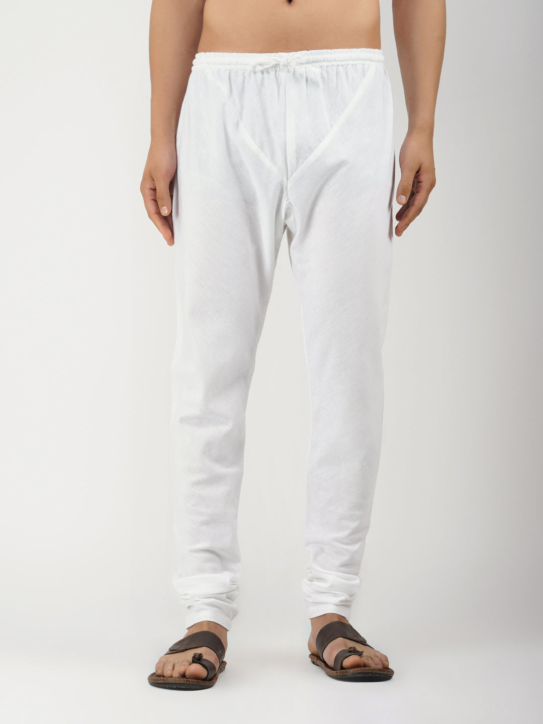 Cotton Blend White Churidar Pyjama