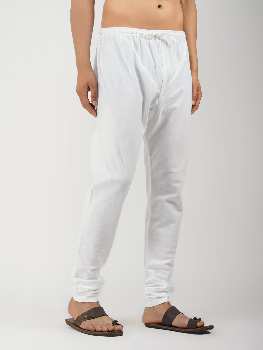 Cotton Blend White Churidar Pyjama