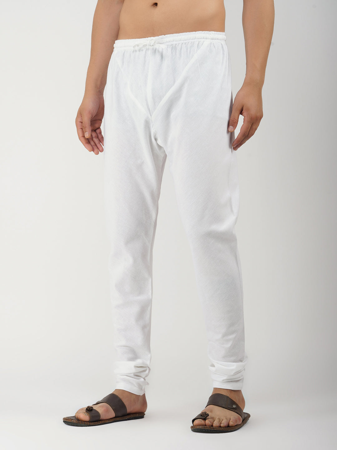 Cotton Blend White Churidar Pyjama