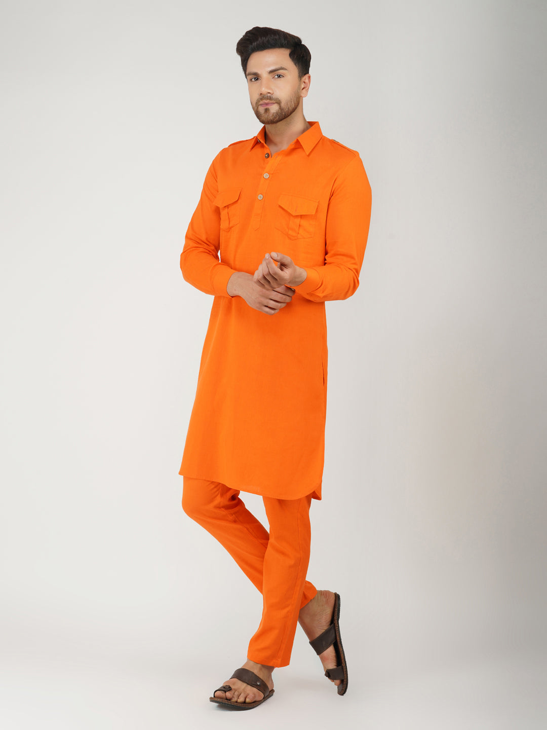 Pathani Bhgwa Kurta Pyjama Set