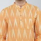 Ikkat Cotton Full Sleeve Mustard Short Kurta