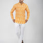 Ikkat Cotton Full Sleeve Mustard Short Kurta