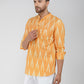 Ikkat Cotton Full Sleeve Mustard Short Kurta