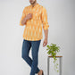 Ikkat Cotton Full Sleeve Mustard Short Kurta