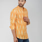 Ikkat Cotton Full Sleeve Mustard Short Kurta