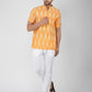 Ikkat Cotton Half Sleeve Mustard Short Kurta