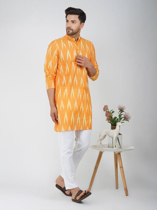 Ikkat Mustard Kurta Pyjama Set