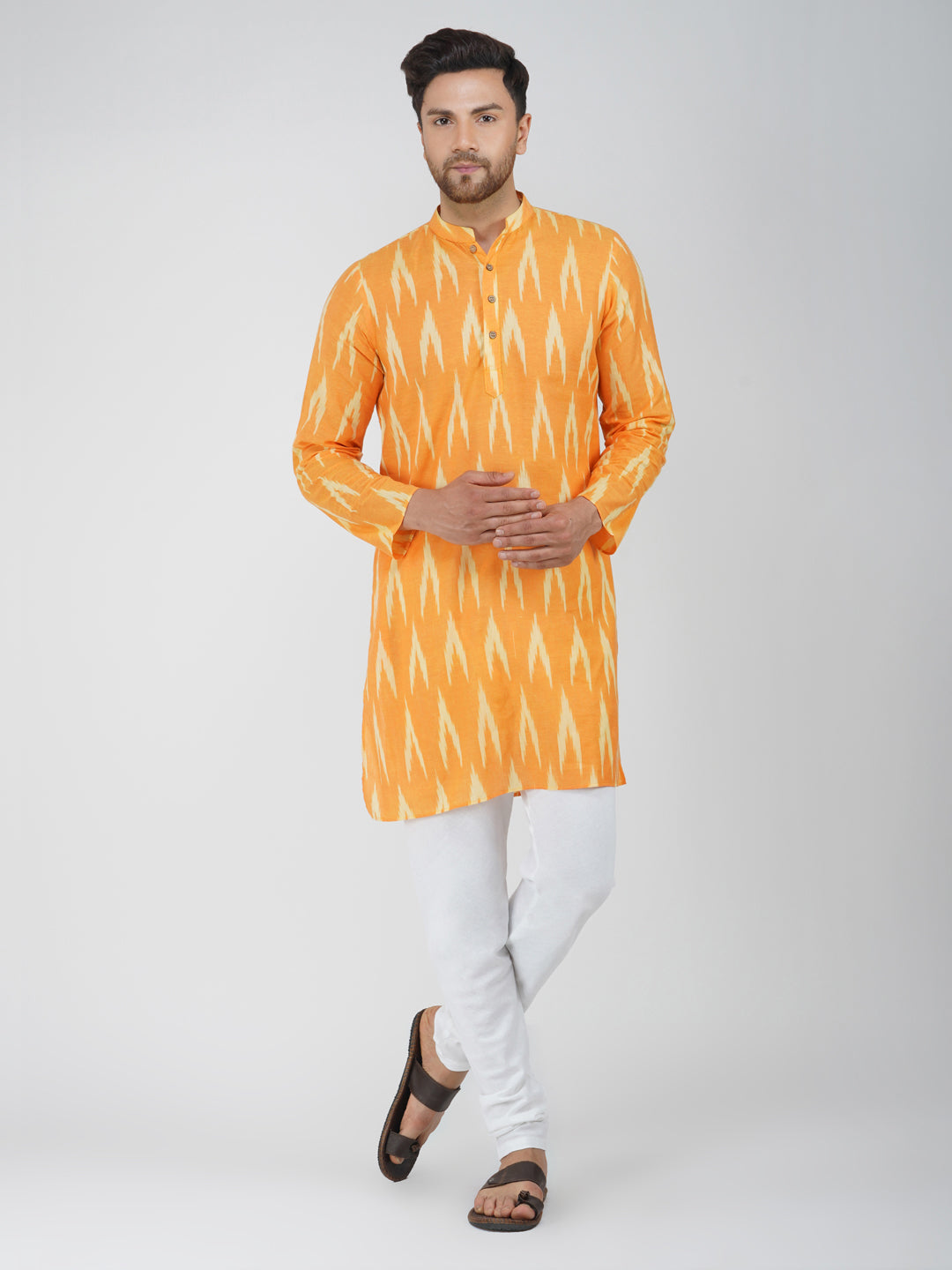 Ikkat Mustard Kurta Pyjama Set