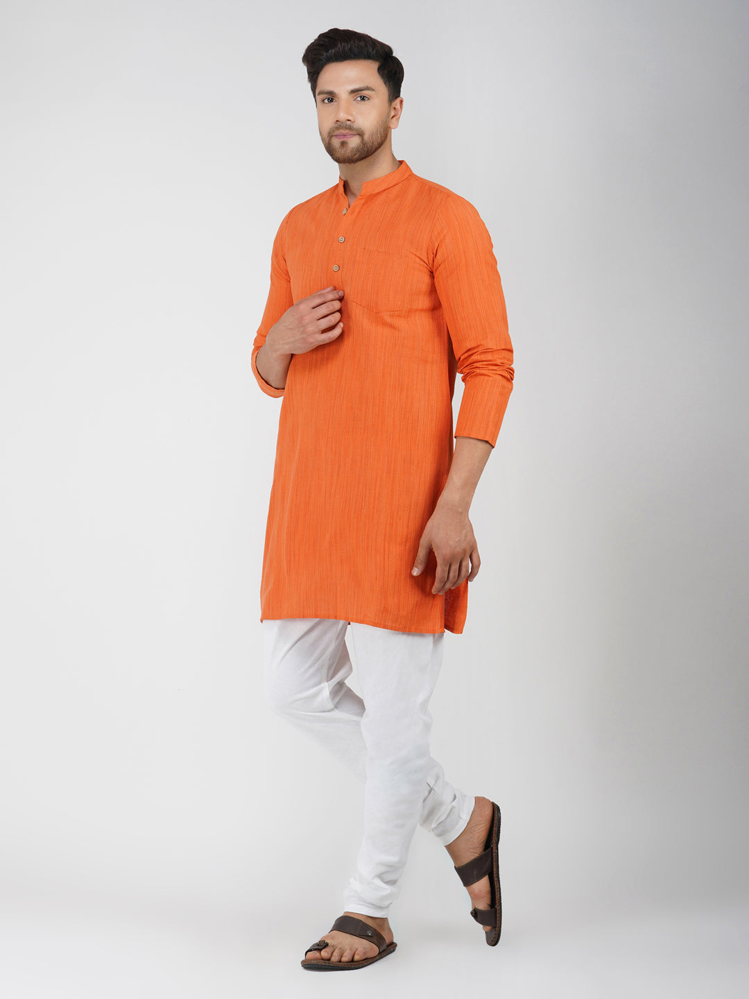 Khadi Cotton Bhgwa Kurta