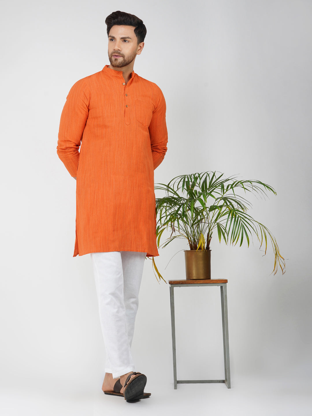 Khadi Cotton Bhgwa Kurta