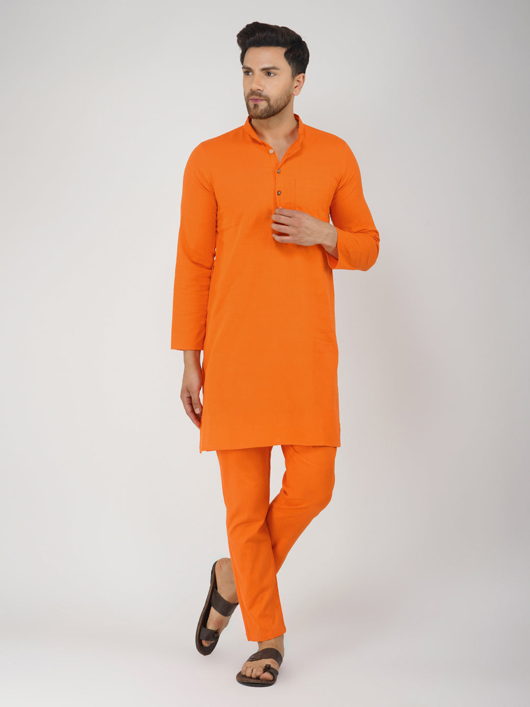 Solid Plain Bhgwa Kurta