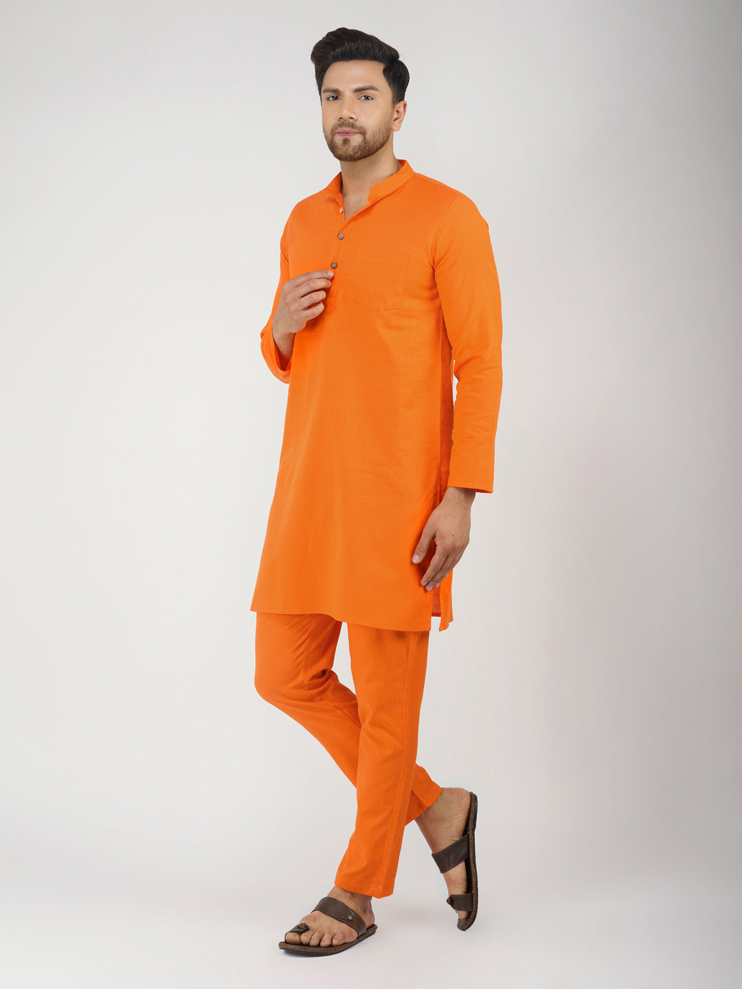 Solid Plain Bhgwa Kurta