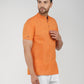 Khadi Cotton Half Sleeve Bhgwa Short Kurta