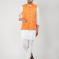 Khadi Linen Bhgwa Nehru Jacket