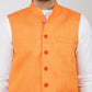 Khadi Linen Bhgwa Nehru Jacket