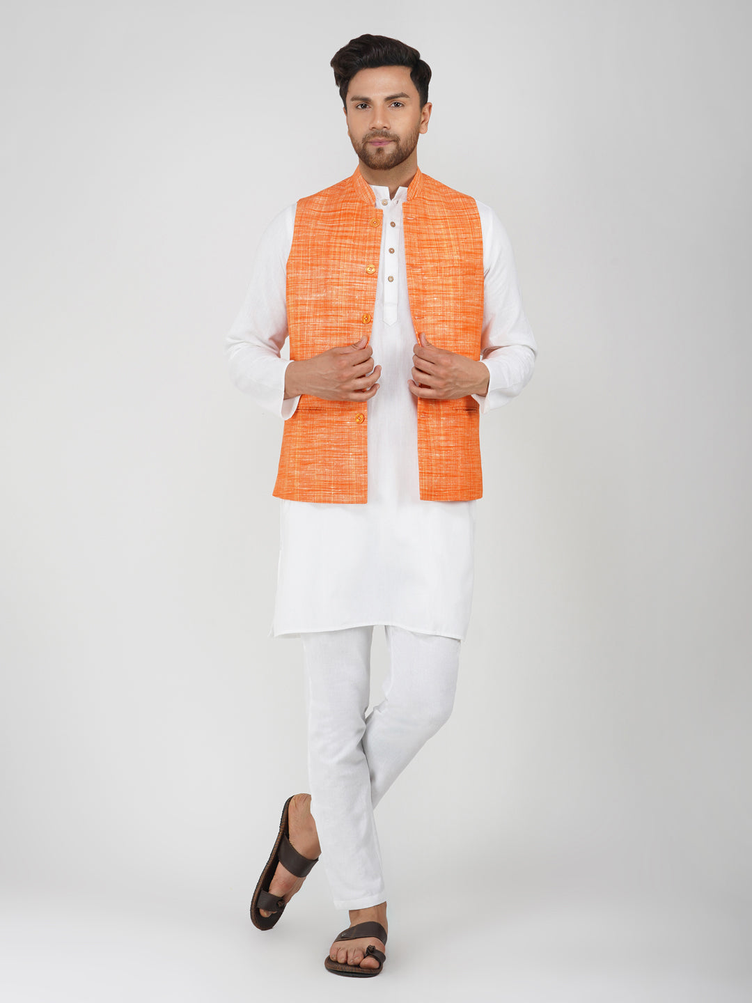 Khadi Bhgwa Nehru Jacket