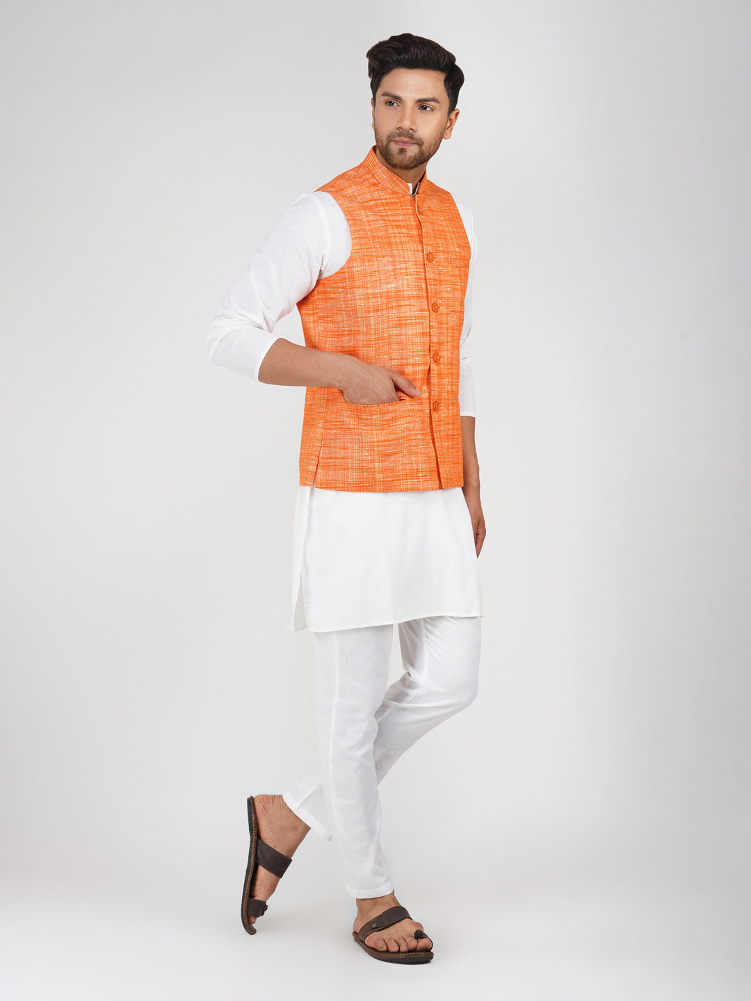 Khadi Bhgwa Nehru Jacket