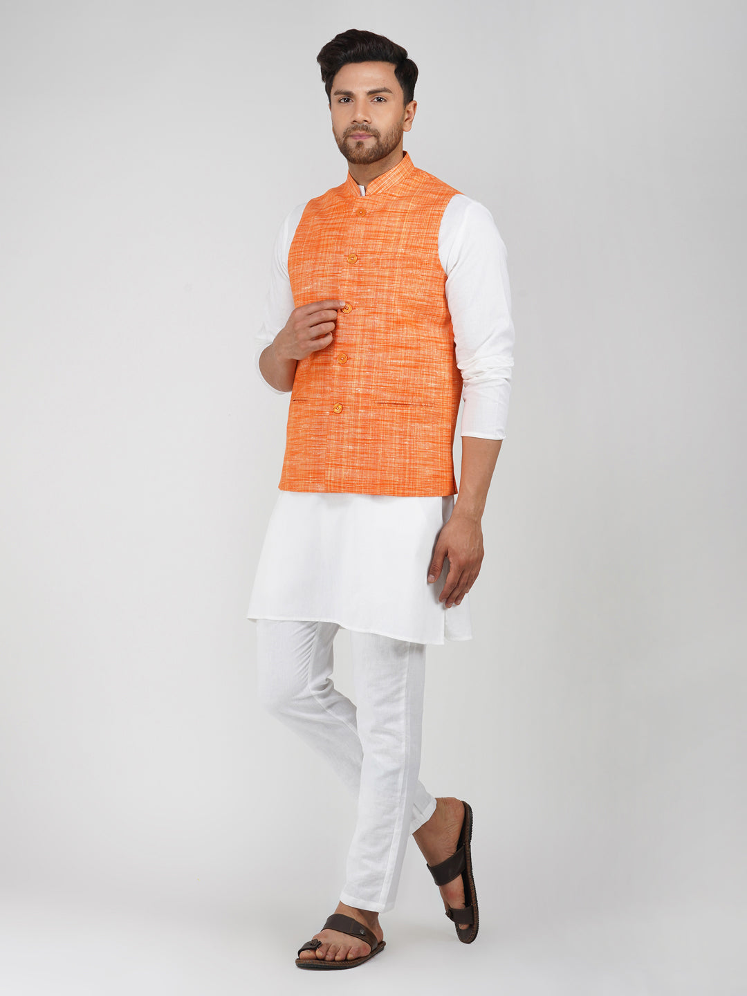 Khadi Bhgwa Nehru Jacket