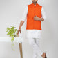 Khadi Linen Tangy Orange Nehru Jacket