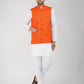 Khadi Linen Tangy Orange Nehru Jacket