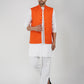 Khadi Linen Tangy Orange Nehru Jacket