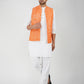 Khadi Bhgwa Nehru Jacket + White Kurta Pyjama Set