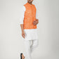 Khadi Bhgwa Nehru Jacket + White Kurta Pyjama Set