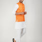 Khadi Linen Bhgwa Nehru Jacket + White Kurta Pyjama Set