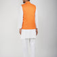 Khadi Linen Bhgwa Nehru Jacket + White Kurta Pyjama Set