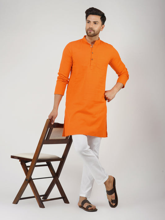 Solid Plain Bhgwa Kurta