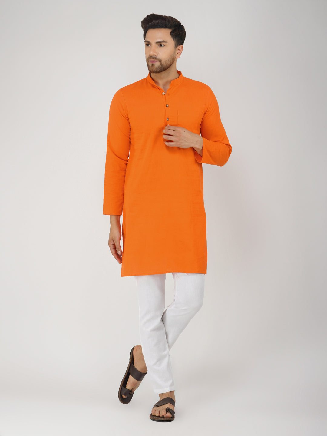 Solid Plain Bhgwa Kurta