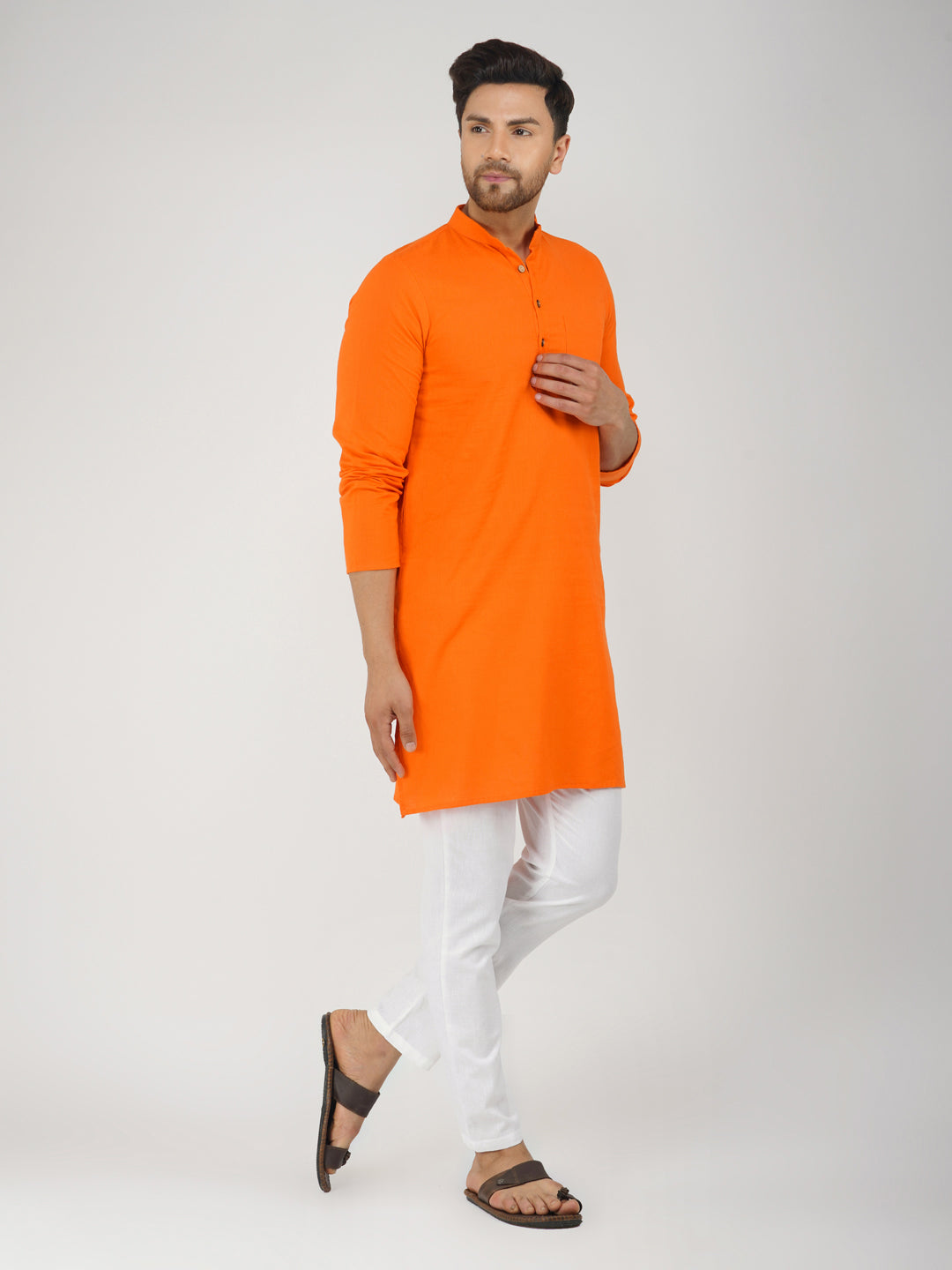 Solid Plain Bhgwa Kurta